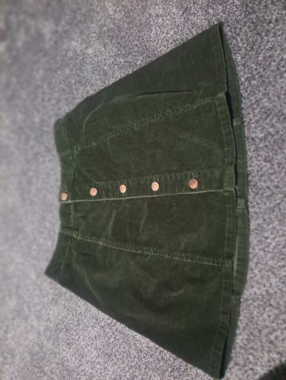 STYLEWE Dark Green Corduroy Button-Front Mini Skirt - Picture 2 of 6